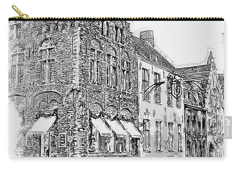 Belgium Zip Pouch featuring the painting Bruges, Belgium - 05 by AM FineArtPrints