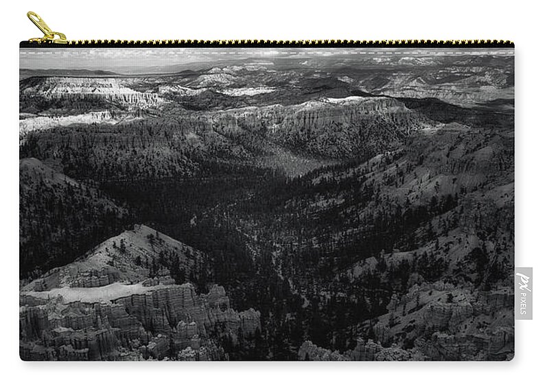 B&w Zip Pouch featuring the photograph Bryce Canyon BnW by Izet Kapetanovic