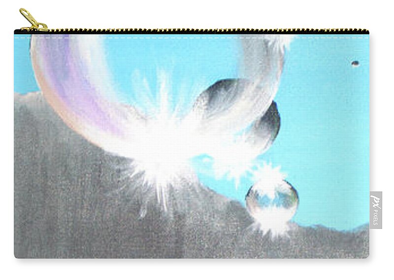 Blue Zip Pouch featuring the painting Bubbles 4 by Medea Ioseliani