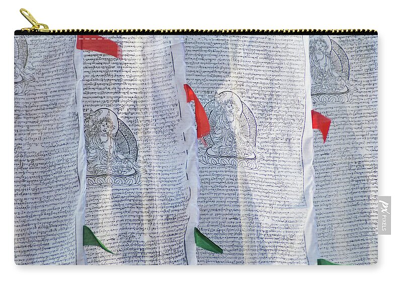 Outdoors Zip Pouch featuring the photograph Buddhist Prayer Flags At Tashiding by Heather Elton / Design Pics