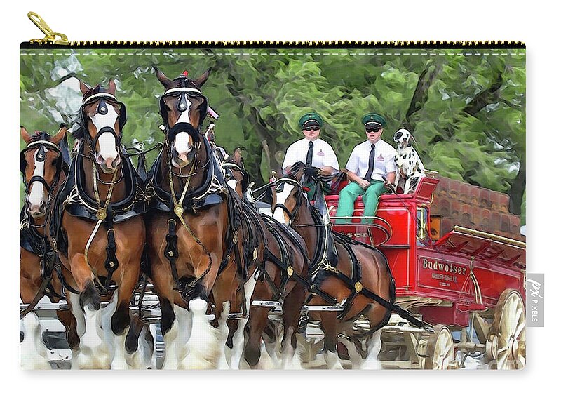 Clydesdales Zip Pouch featuring the digital art Budweiser Clydesdales Hitch by CAC Graphics