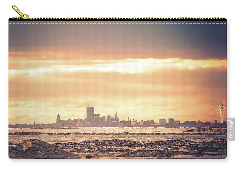 Sunset Zip Pouch featuring the photograph Buffalo, NY Sunset by Dave Niedbala