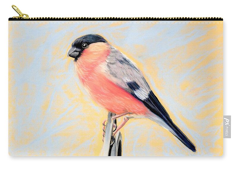 Bullfinch Zip Pouch featuring the pastel Bullfinch I by Alexis King-Glandon