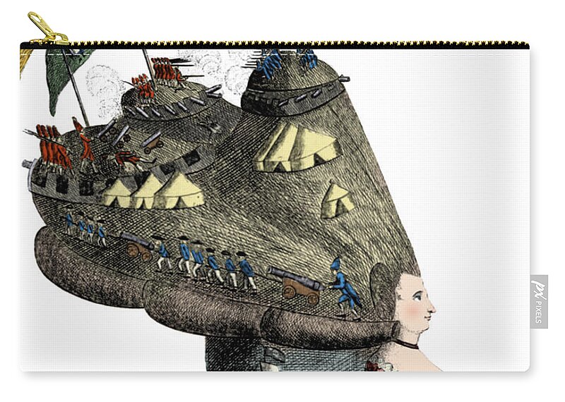 1770s Zip Pouch featuring the photograph Bunker Hill, Elaborate Hairstyle, Wig by Science Source