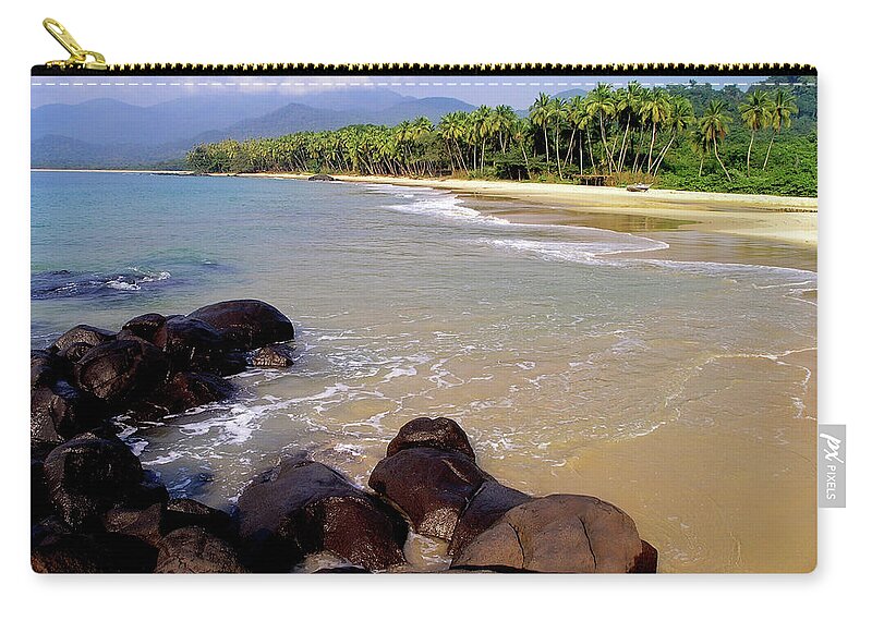 Tropical Tree Zip Pouch featuring the photograph Bureh Beach by Abenaa