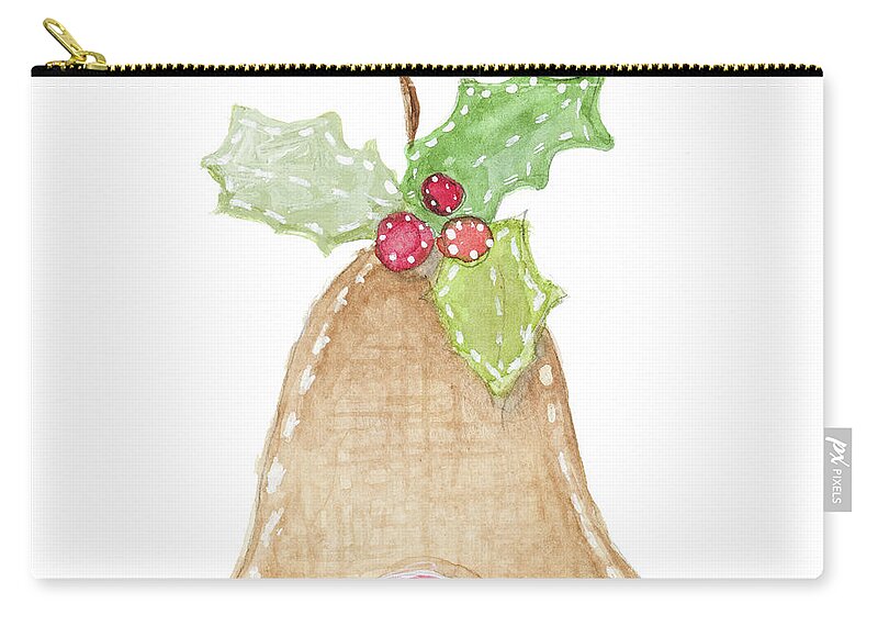 Burlap Zip Pouch featuring the mixed media Burlap Ornament Iv by Lanie Loreth
