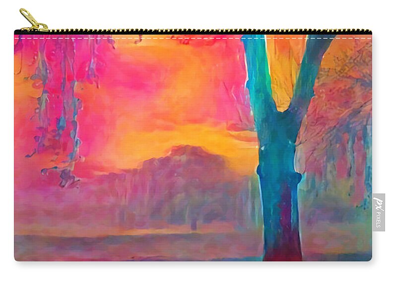 Australia Zip Pouch featuring the painting Bush Sunset by Chris Armytage