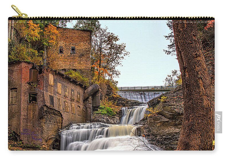 Waterfalls Zip Pouch featuring the photograph Business Mans Lunch Falls by Rod Best