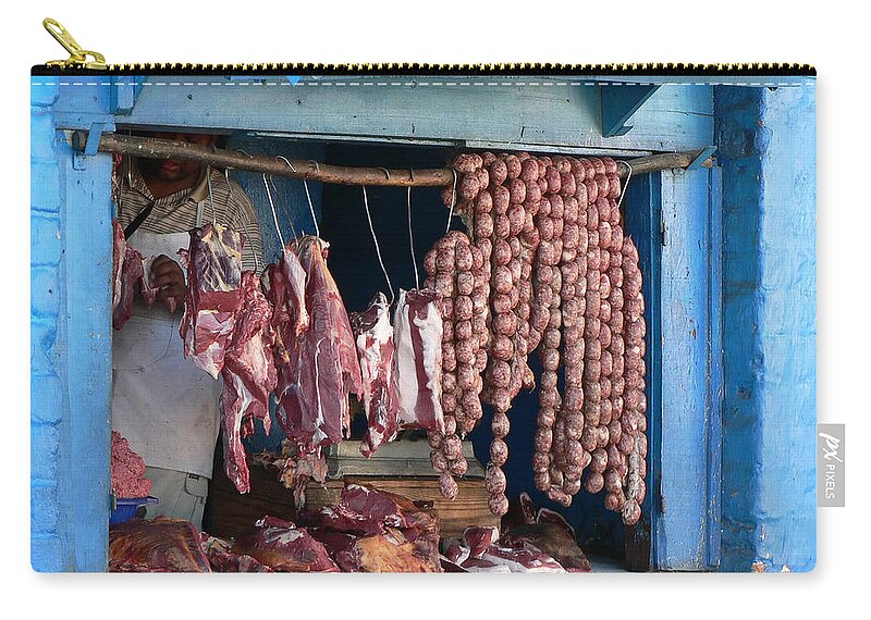 Pig Zip Pouch featuring the photograph Butcher Shop by Arturbo