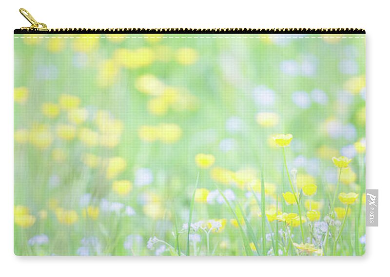  Zip Pouch featuring the photograph Buttercups and Forget-me-nots by Anita Nicholson