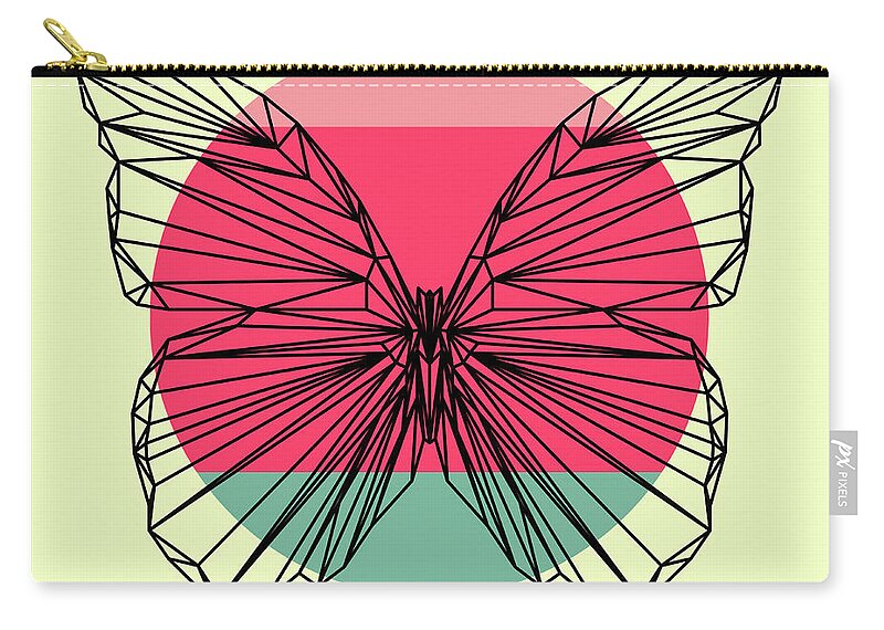 Butterfly Zip Pouch featuring the digital art Butterfly and Sunset by Naxart Studio