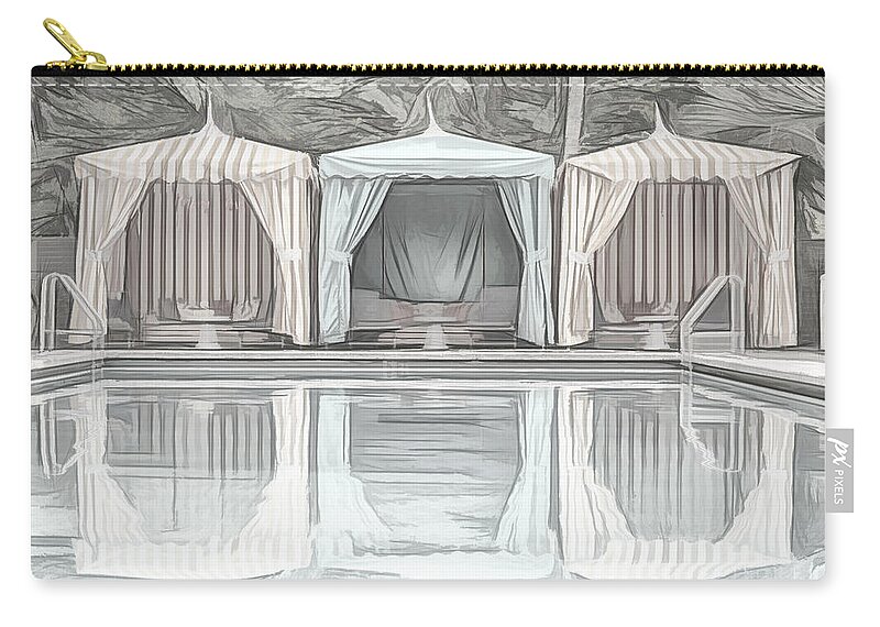 Cabanas Zip Pouch featuring the photograph Cabanas by the Pool by Alison Frank