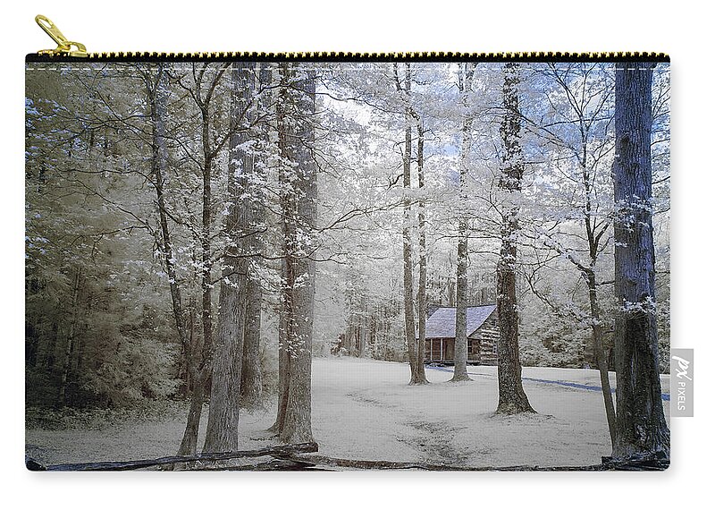 Smoky Mountain National Park Zip Pouch featuring the photograph Cabin in the Smoky's II by Jon Glaser