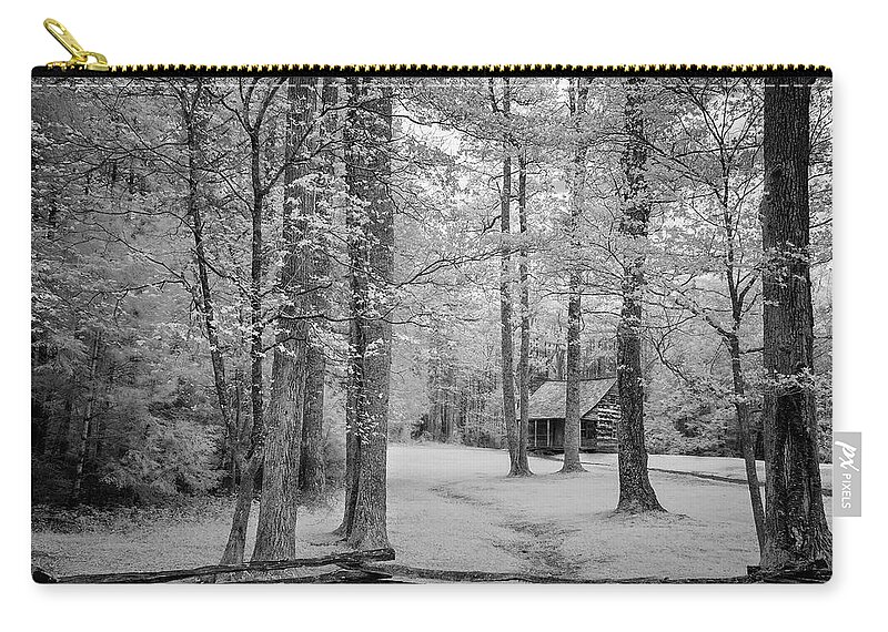 Smoky Mountain National Park Zip Pouch featuring the photograph Cabin in the Smoky's III by Jon Glaser