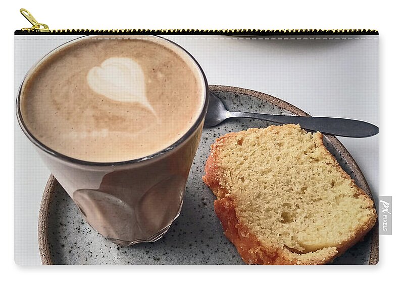  Zip Pouch featuring the photograph CAFE. Latte and Cake. by Lachlan Main