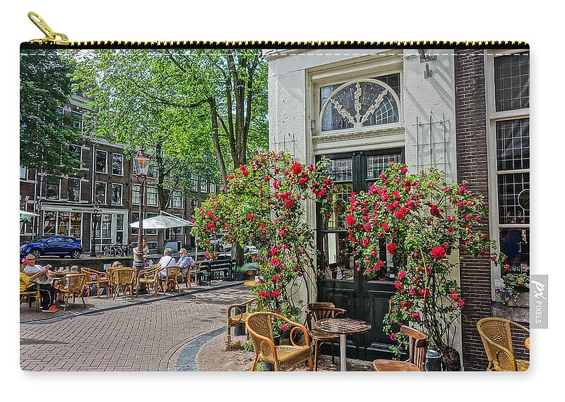 Cafe Zip Pouch featuring the photograph Cafe t'Smalle Amsterdam by Patricia Caron