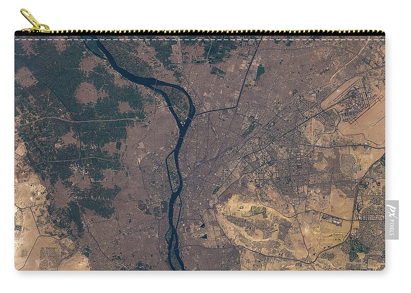 Satellite Image Zip Pouch featuring the digital art Cairo from space by Christian Pauschert