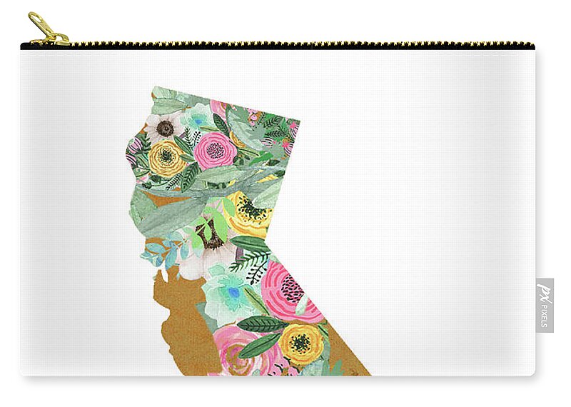 California Collage Zip Pouch featuring the mixed media California by Claudia Schoen