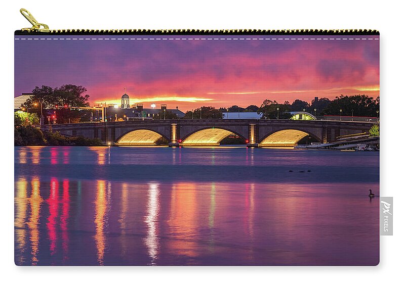 America Zip Pouch featuring the photograph Cambridge Massachusetts Sunset at Anderson Memorial Bridge by Gregory Ballos