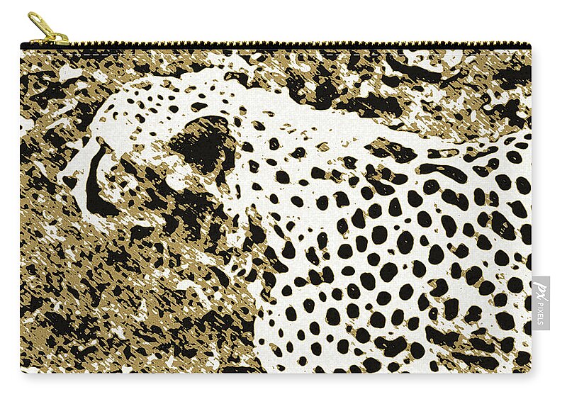 Cheetah Zip Pouch featuring the digital art Camo Cheetah by Gary Olsen-Hasek