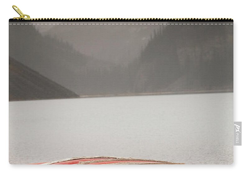 In A Row Zip Pouch featuring the photograph Canada, Alberta, Banff Np, Lake Louise by Walter Bibikow