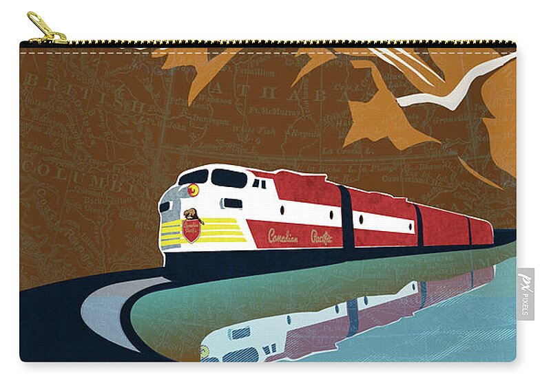 Train Carry-all Pouch featuring the painting Canadian Pacific Rail Vintage Travel Poster by Sassan Filsoof