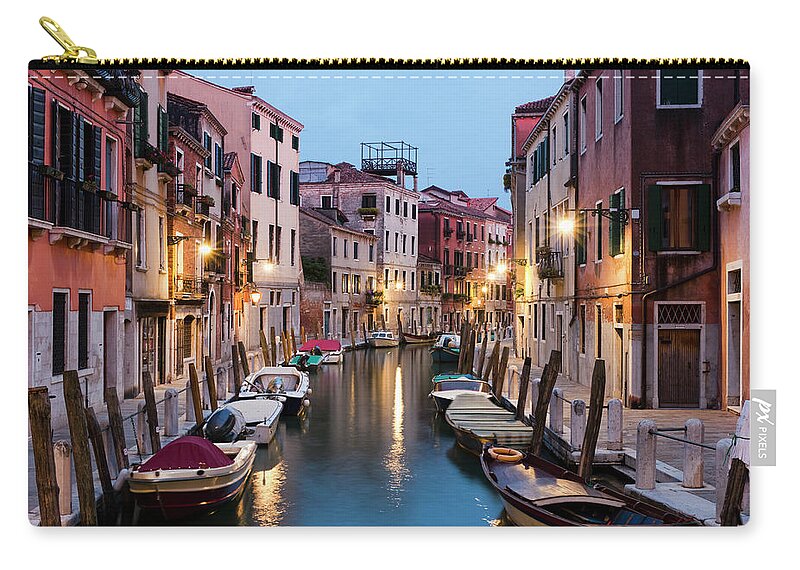 Old Town Zip Pouch featuring the photograph Canal In Dorsoduro District At Dusk by Jorg Greuel