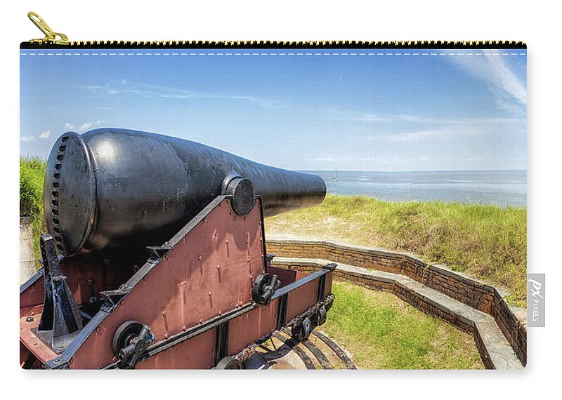 Cannon Zip Pouch featuring the photograph Cannon Atop Fort Massachusetts by Susan Rissi Tregoning
