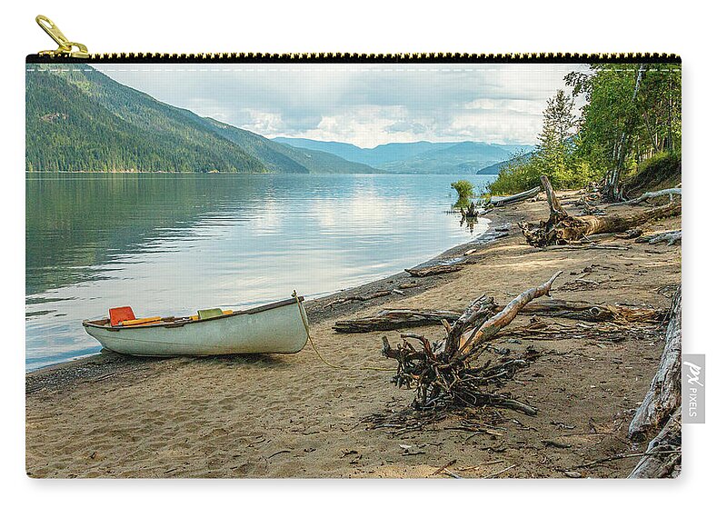 Landscapes Zip Pouch featuring the photograph Canoe At Mable Lake by Claude Dalley
