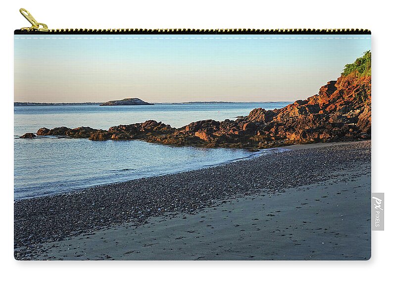 Nahant Zip Pouch featuring the photograph Canoe Beach Nahant MA Lodge Park Egg Rock Sunset by Toby McGuire