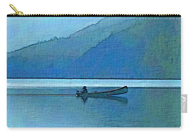 Canoe Zip Pouch featuring the photograph Canoe on Lake by Robert Bissett