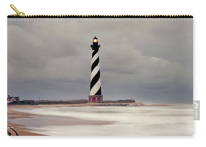 Scenics Zip Pouch featuring the photograph Cape Hatteras Lighthouse In Storm by Wbritten