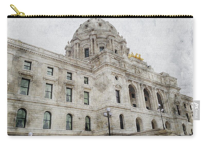 Minnesota Zip Pouch featuring the photograph Capitol Steps by Tom Reynen