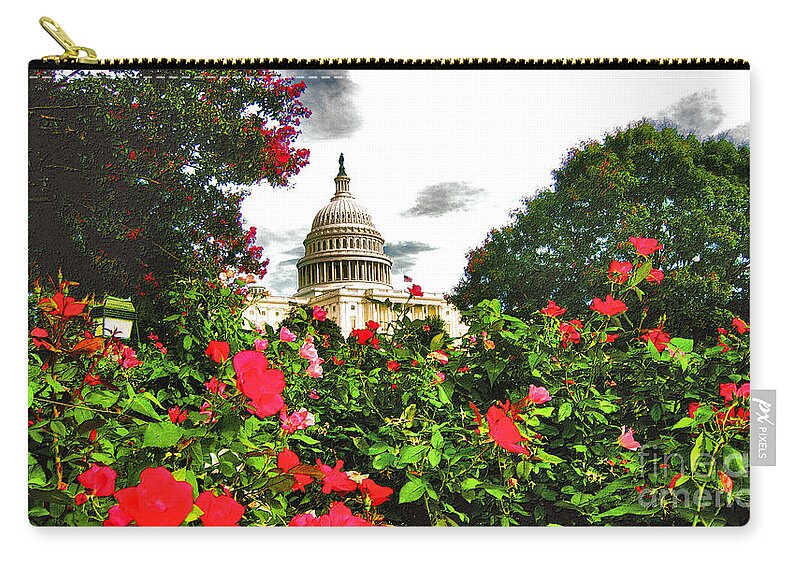 Capitol Carry-all Pouch featuring the photograph Capitol West Summer - Impression by Steve Ember