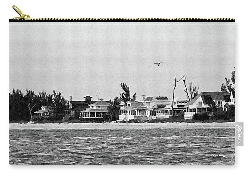 Birds Carry-all Pouch featuring the photograph Captiva Island Florida Black and White Beach Homes by Shelly Tschupp