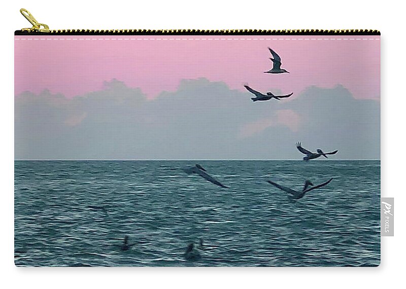 Birds Carry-all Pouch featuring the photograph Captiva Island Sunset Seagulls Feast 3 by Shelly Tschupp