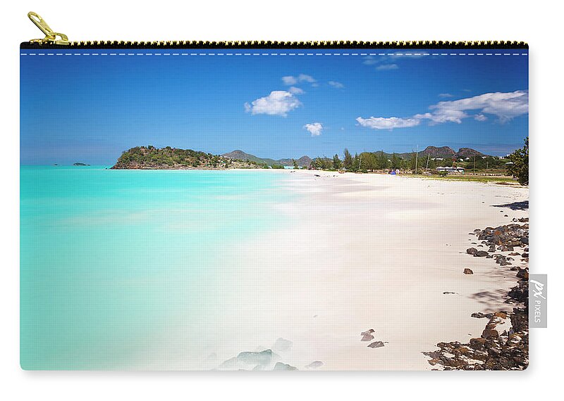 Water's Edge Zip Pouch featuring the photograph Caribbean Beach With Perfect Sky by Michaelutech