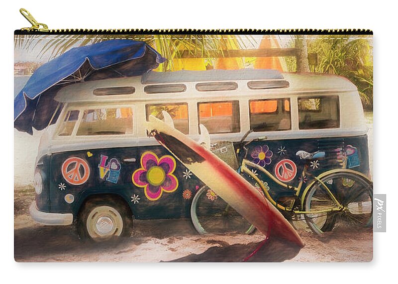 African Zip Pouch featuring the photograph Caribbean Island Surf Mood Oil Painting by Debra and Dave Vanderlaan