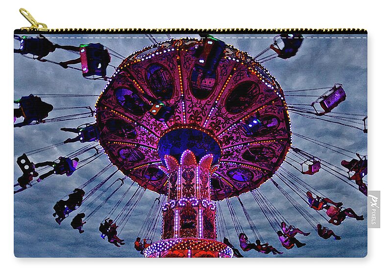 Carnival Ride Tilt A Wheel Zip Pouch featuring the photograph Carney #1 by Neil Pankler