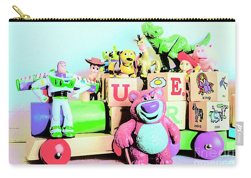 Toy Zip Pouch featuring the photograph Carriage of cartoon characters by Jorgo Photography