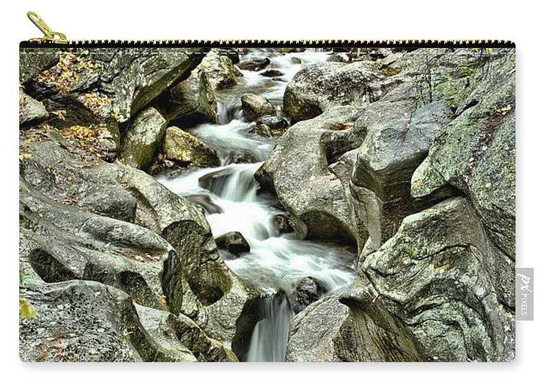 Waterfall Zip Pouch featuring the pyrography Carving and Time by Harry Moulton