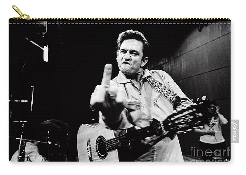 Johnny Cash Zip Pouch featuring the photograph Cash by La Dolce Vita