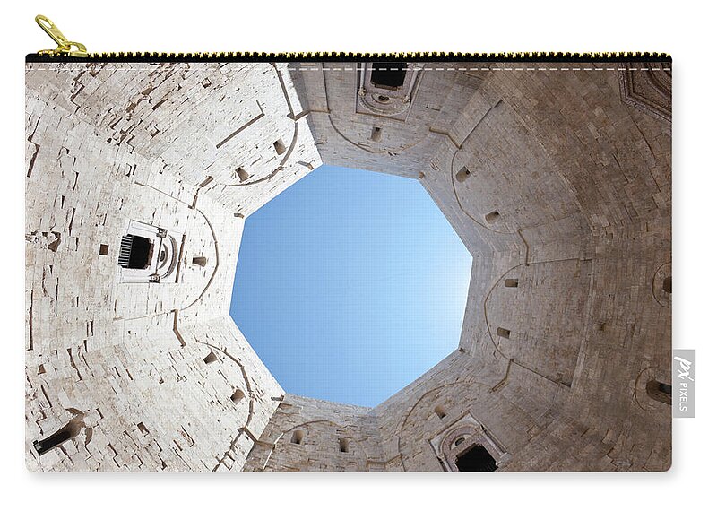 Clear Sky Zip Pouch featuring the photograph Castle Castel Del Monte, Apulia - by Ary6