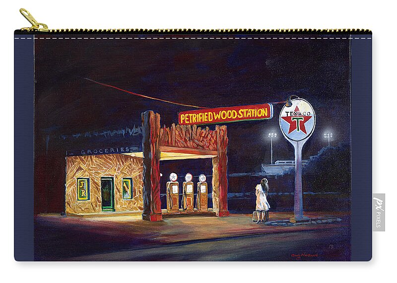 Rock Station Zip Pouch featuring the painting Caught between Now and Then by Cynthia Westbrook