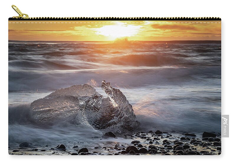 Iceland Zip Pouch featuring the photograph Caught in a Wave #2 by Framing Places