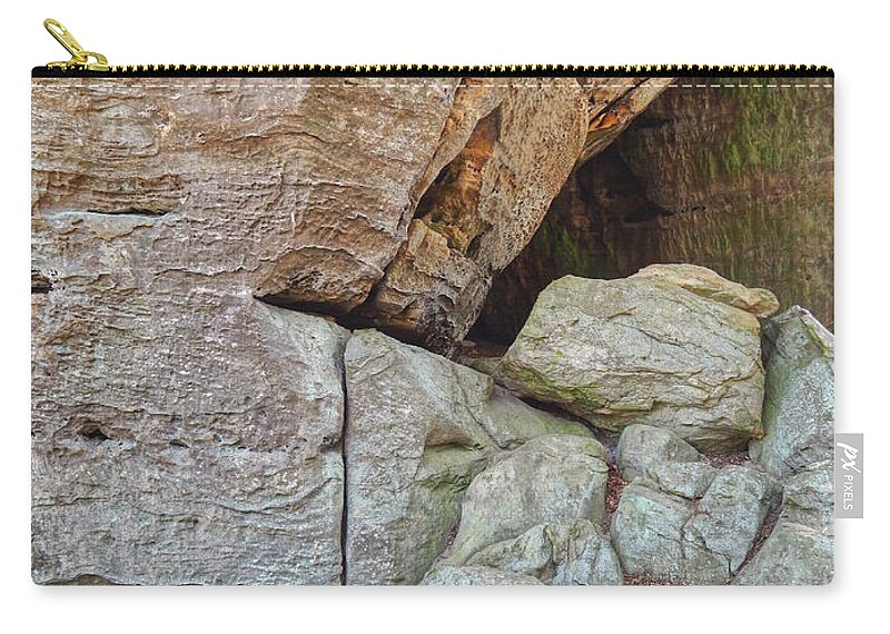 Cliff Zip Pouch featuring the photograph Cave In A Cliff by Phil Perkins