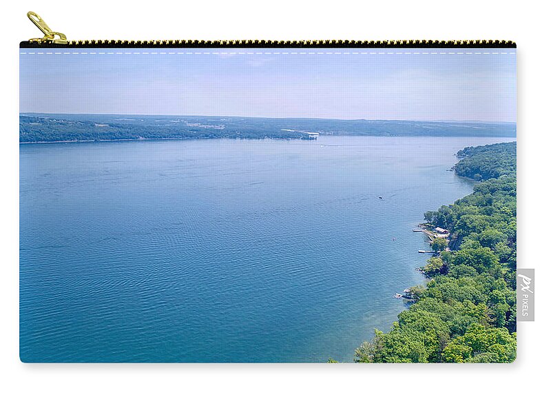 Finger Lakes Zip Pouch featuring the photograph Cayuga From Above by Anthony Giammarino