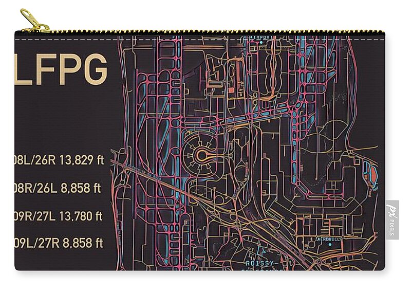 Cdg Zip Pouch featuring the digital art CDG Paris Airport by HELGE Art Gallery