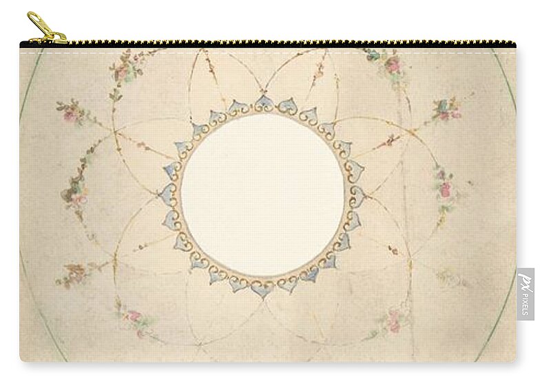 Design Zip Pouch featuring the painting Ceiling Design with Center Cut Out Attributed to J. S. Pearse British, active 1854-68 by J S Pearse