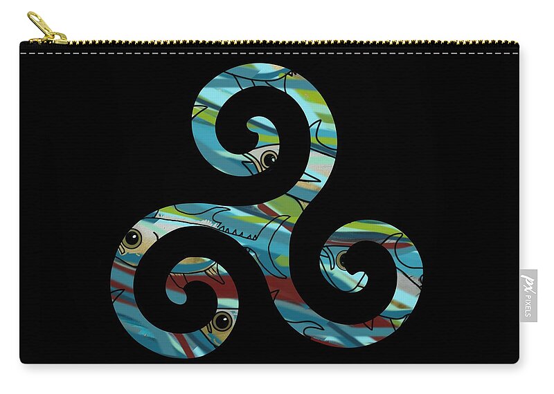 Celtic Spiral Zip Pouch featuring the mixed media Celtic Spiral 2 by Joan Stratton